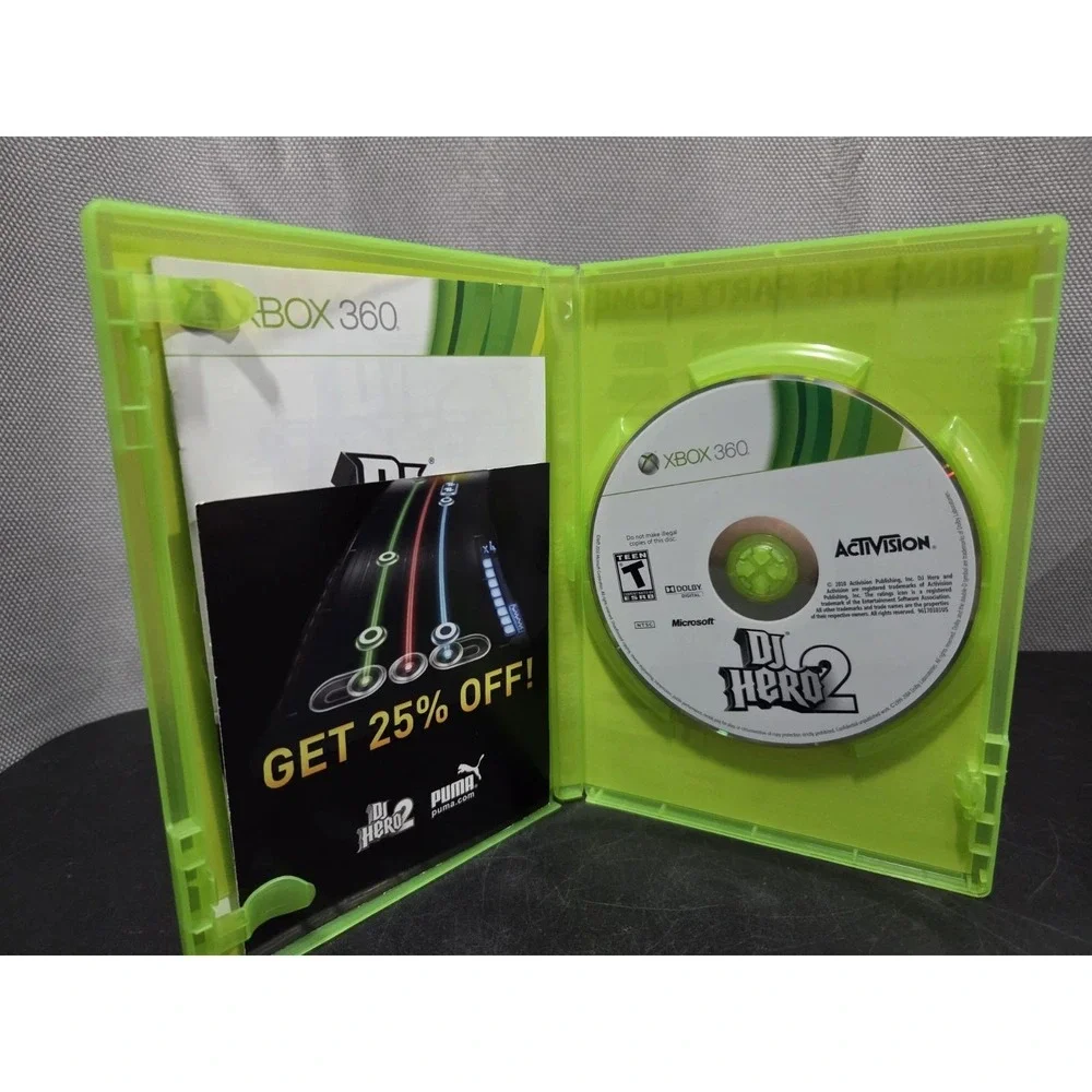 DJ Hero 2 Microsoft Xbox 360 Activision Rhythm Music Game NTSC CIB Complete